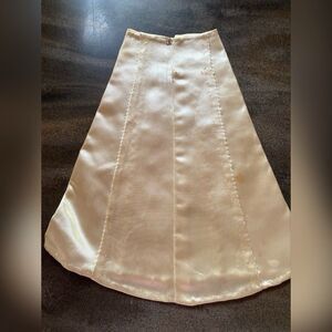 Vintage Girl Doll Skirt Maxi Satin Cream Small
